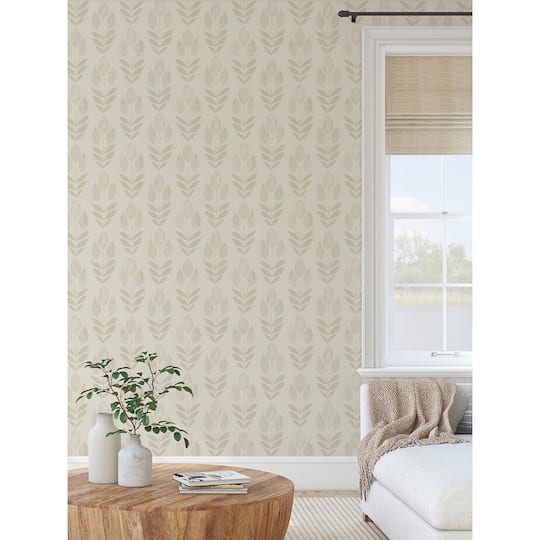 NuWallpaper Cream Folk Tulip Peel & Stick Wallpaper